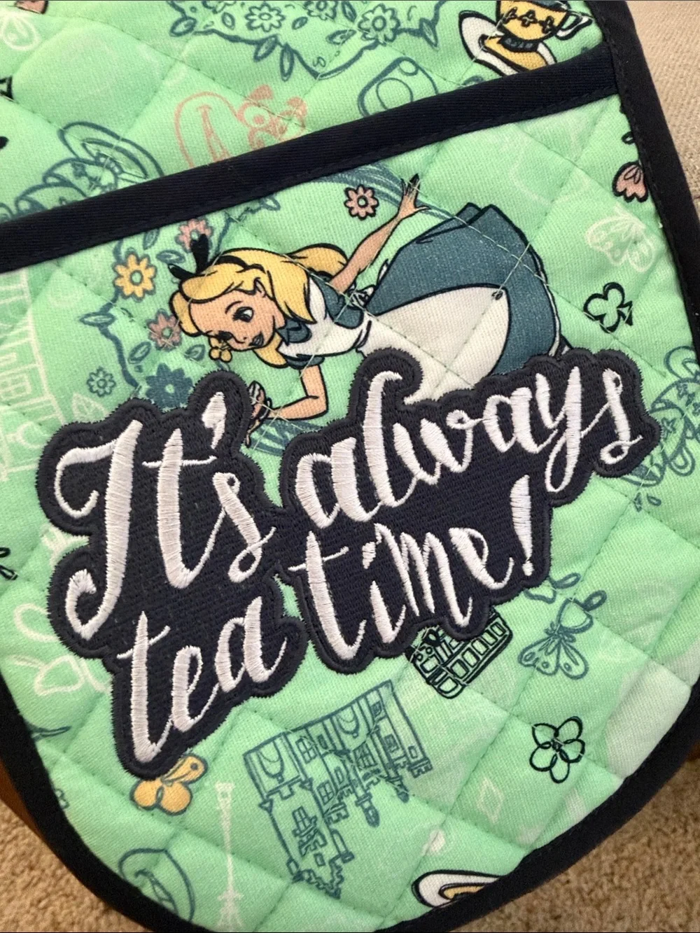 Disney Alice in Wonderland Mint Green Quilted Pot Holder